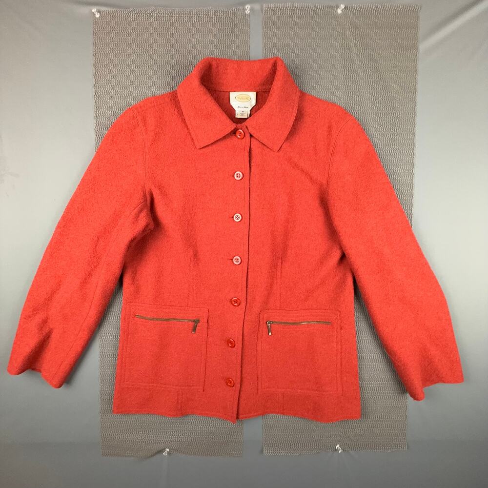 Talbots Alpaca Wool Blend Red Jacket Zip Pockets Medium Made in Peru